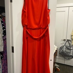 Elegant Orange Sleeveless Jumpsuit